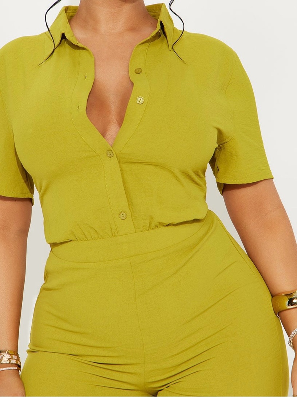Fashion Nova Chartreuse Wide-Leg Jumpsuit - Picture 2 of 4